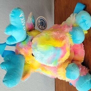 NWT -- Plush Rainbow Moose Backpack - Blue Accents